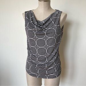 Sleeveless Cowl Neck Tank Top in Black and White